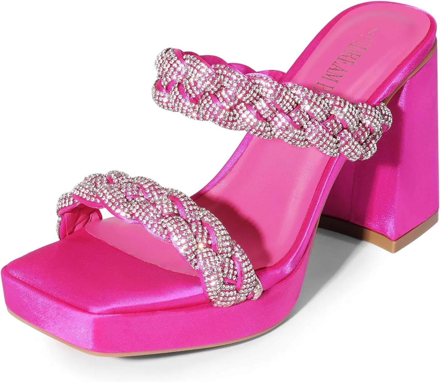 DREAM PAIRS Women's Rhinestone Braided Strap Heels
