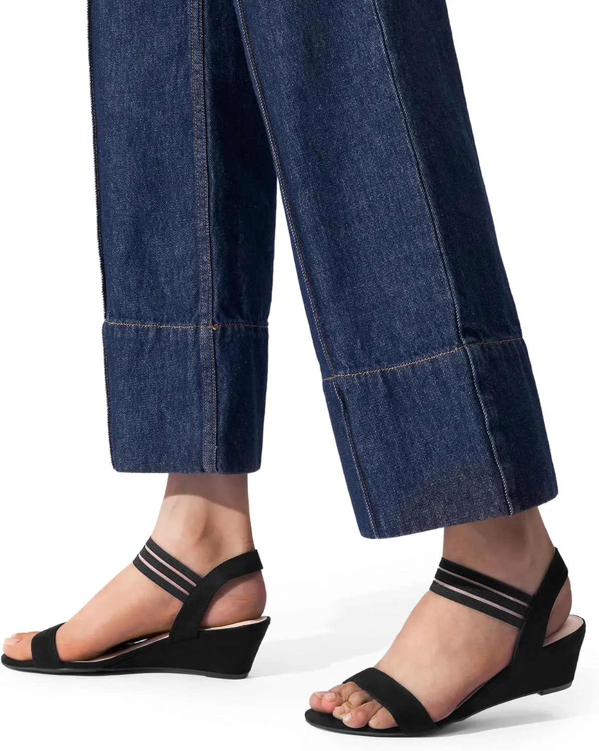 DREAM PAIRS Womens Wedge Sandals Low Heel, Slip On Ankle Strap Business Casual Dress Shoes for Women