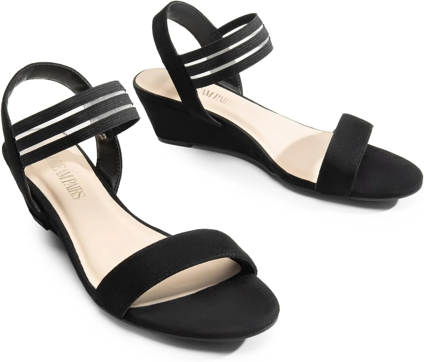 DREAM PAIRS Womens Wedge Sandals Low Heel, Slip On Ankle Strap Business Casual Dress Shoes for Women