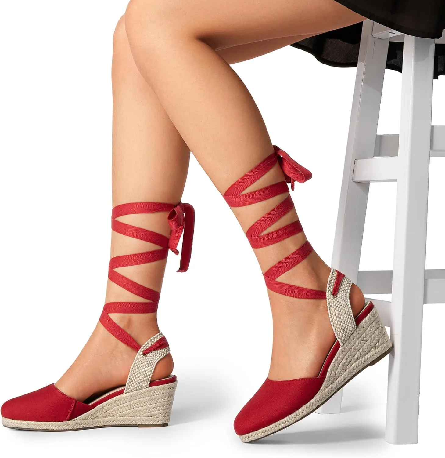 DREAM PAIRS Women's Wedge Sandals Platform Close Toe Espadrilles Strappy Lace Up Sandals Cute Fashion Comfortable Dressy Beach Vocation Summer Shoes