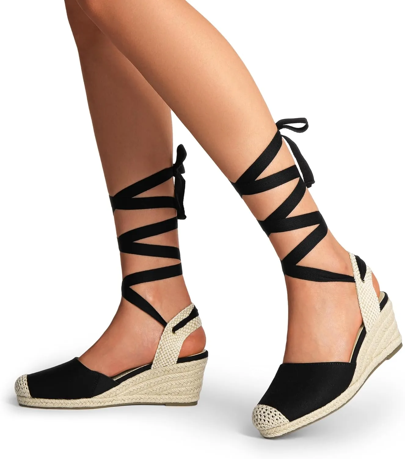 DREAM PAIRS Women's Wedge Sandals Platform Close Toe Espadrilles Strappy Lace Up Sandals Cute Fashion Comfortable Dressy Beach Vocation Summer Shoes