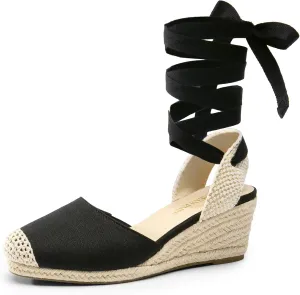 DREAM PAIRS Women's Wedge Sandals Platform Close Toe Espadrilles Strappy Lace Up Sandals Cute Fashion Comfortable Dressy Beach Vocation Summer Shoes