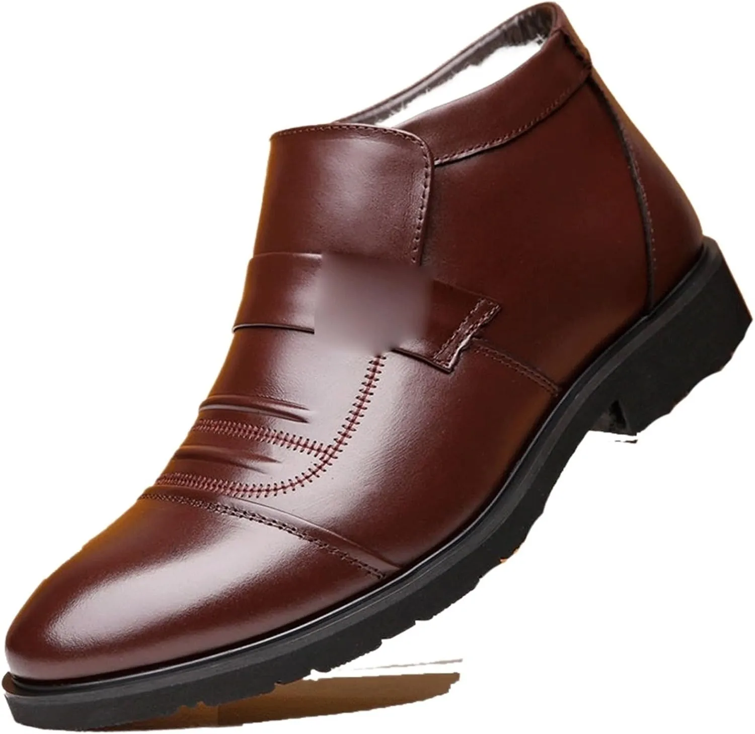 Dress Shoes for Men Men's Leather Winter Boots Thermal Cowhide Ankle Shoes with Plush Lining Stylish Black Footwear for Cold Weather