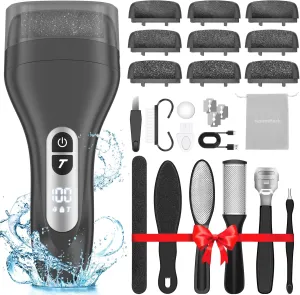 Electric Callus Remover for Feet,Rechargeable Electronic Foot File Pedicure Tools,Professional Waterproof Foot Scrubber File,Portable Pedi Feet Care for Cracked Heels &Dead Skin with LCD Display