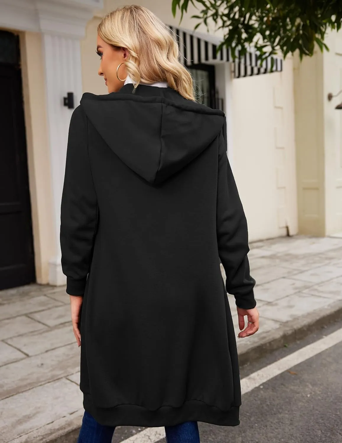 ELESOL Women Casual Zip up Fleece Hoodies Tunic Sweatshirt Long Hoodie Jacket S-XXXL
