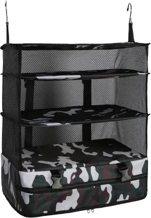 ELEZAY Hanging Packing Cubes Portable Travel Closet Collapsible Compression Clothes Organizer with Built in Shelves for Carry-on Luggage Suitcase Wardrobe X-Large_17.1 * 11.8 * 24.4 IN, Camouflage