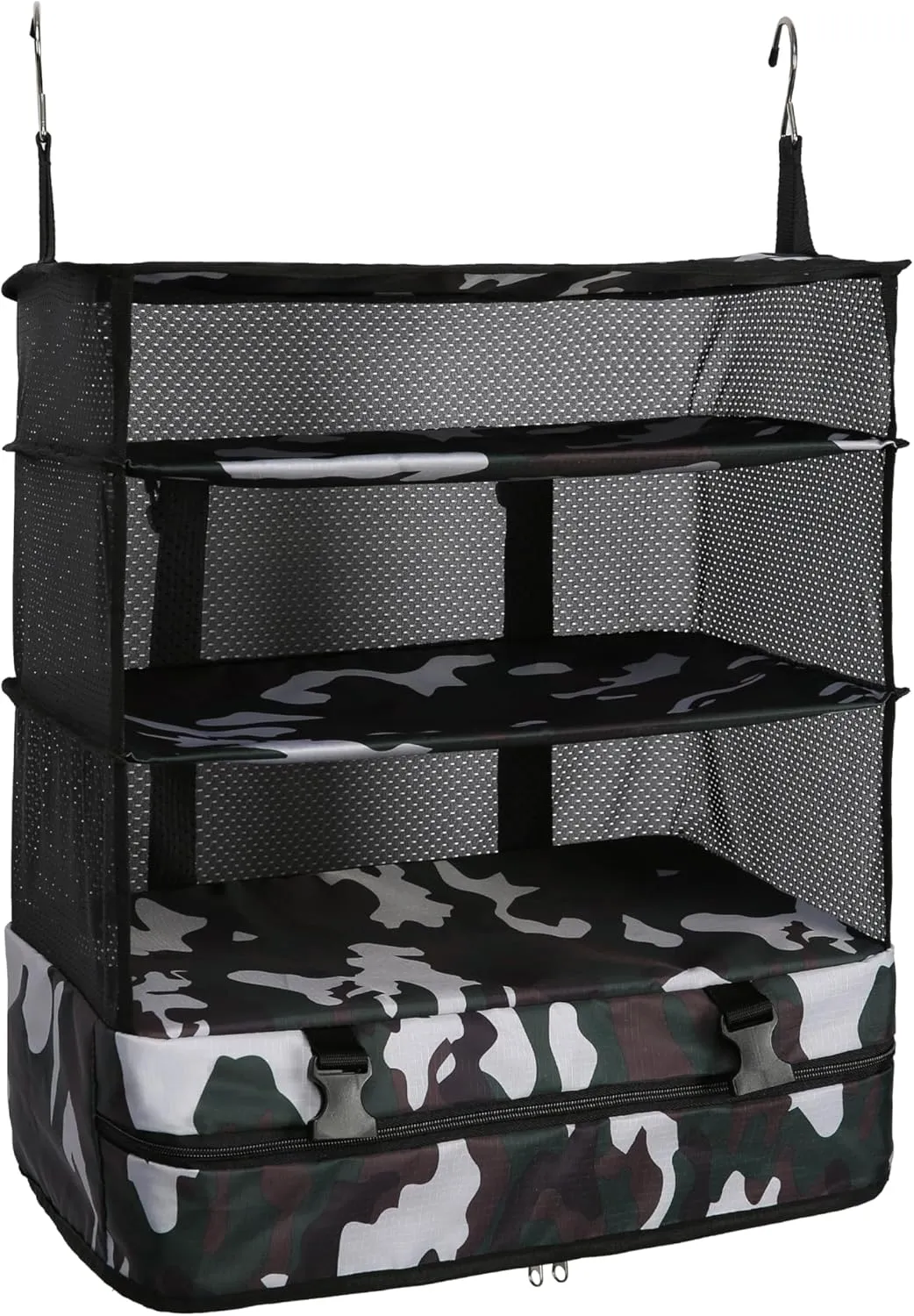 ELEZAY Hanging Packing Cubes Portable Travel Closet Collapsible Compression Clothes Organizer with Built in Shelves for Carry-on Luggage Suitcase Wardrobe X-Large_17.1 * 11.8 * 24.4 IN, Camouflage