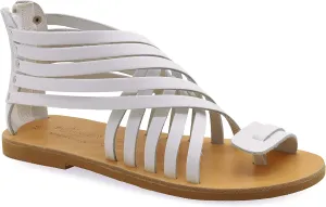 Emmanuela Greek Leather Gladiator Sandals with Zipper Shafts, Quality Handmade Summer Shoes, Toe Ring Flat sandals Boho Chic Sandals