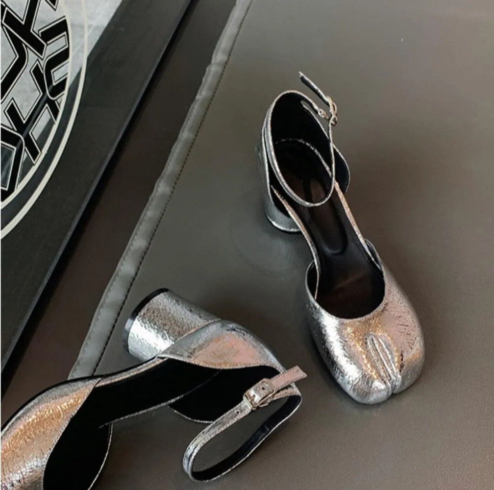 Emo Tabi Shoes Split Toe Mary Janes Women Girls Cute Ankle Strap High Heels Dress Shoes Kawaii Retro Vintage Fashion Trendy Office Elegant Business Travel Back to School Gift Daughter Granddaughter