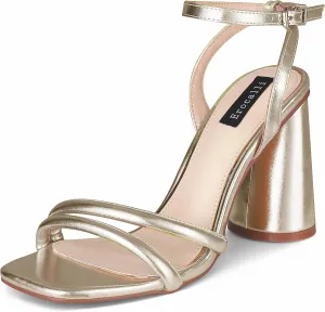 Erocalli Gold Heels Strappy Sandals Square Open Toe Ankle Strap High Heel Sandals Comfort Dress Party Wedding Shoes