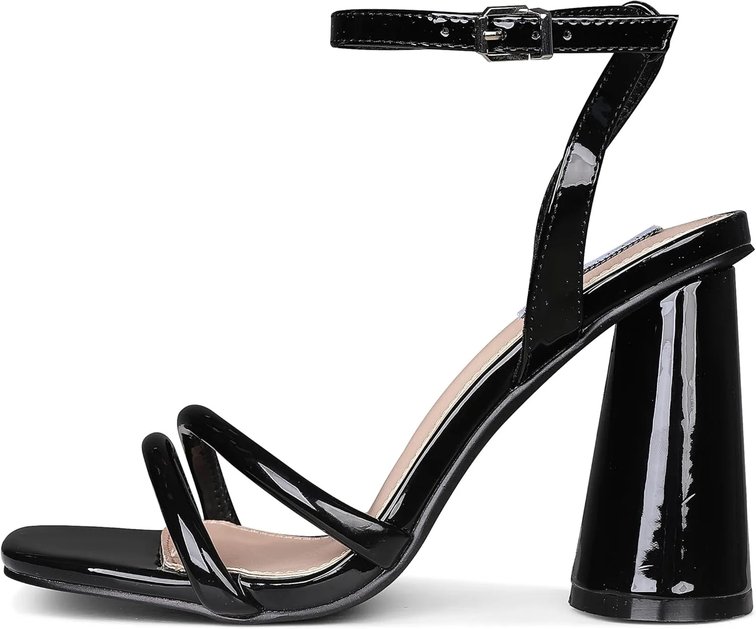 Erocalli Gold Heels Strappy Sandals Square Open Toe Ankle Strap High Heel Sandals Comfort Dress Party Wedding Shoes
