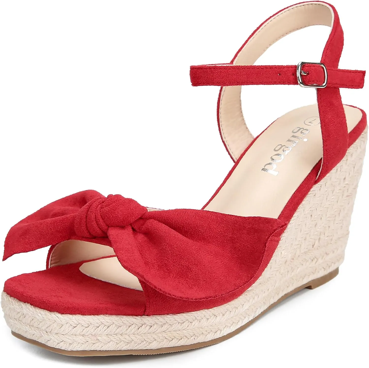 Espadrilles Wedge Sandals for Women Bow Platform Wedges Heels Open Toe Ankle Strap Summer Wedding Wedges