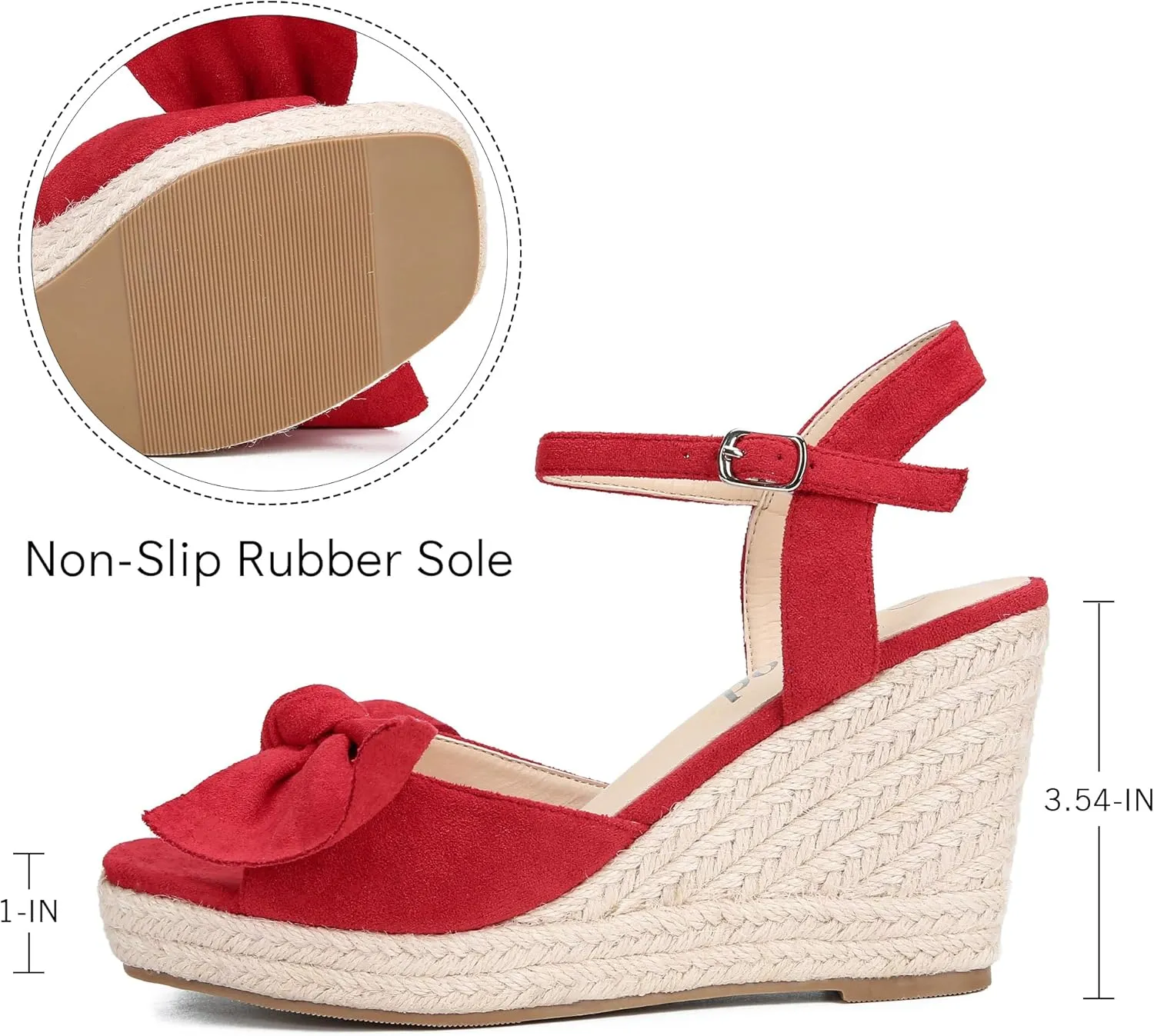 Espadrilles Wedge Sandals for Women Bow Platform Wedges Heels Open Toe Ankle Strap Summer Wedding Wedges