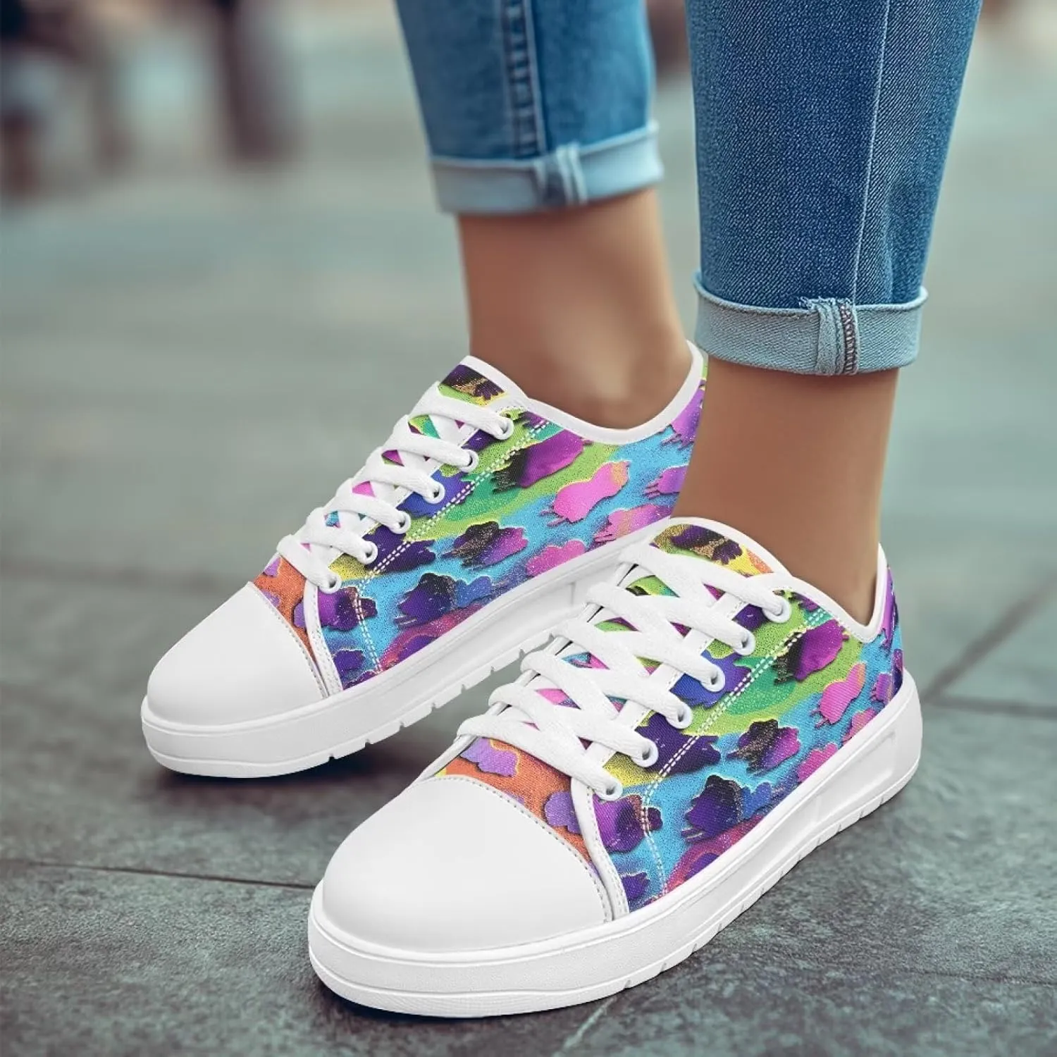 Fashion Sneakers for Women Lace up Memory Foam Insole and Non-Slip Womens Shoes Dressy Casual Spring Shoes