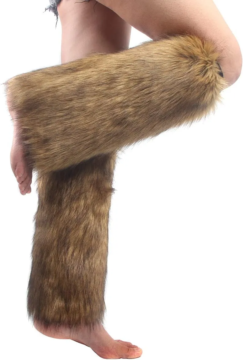 Faux Fur Leg Warmer,Warm Fuzzy Leg Warmer Boot Cuff Cover for Party Costumes