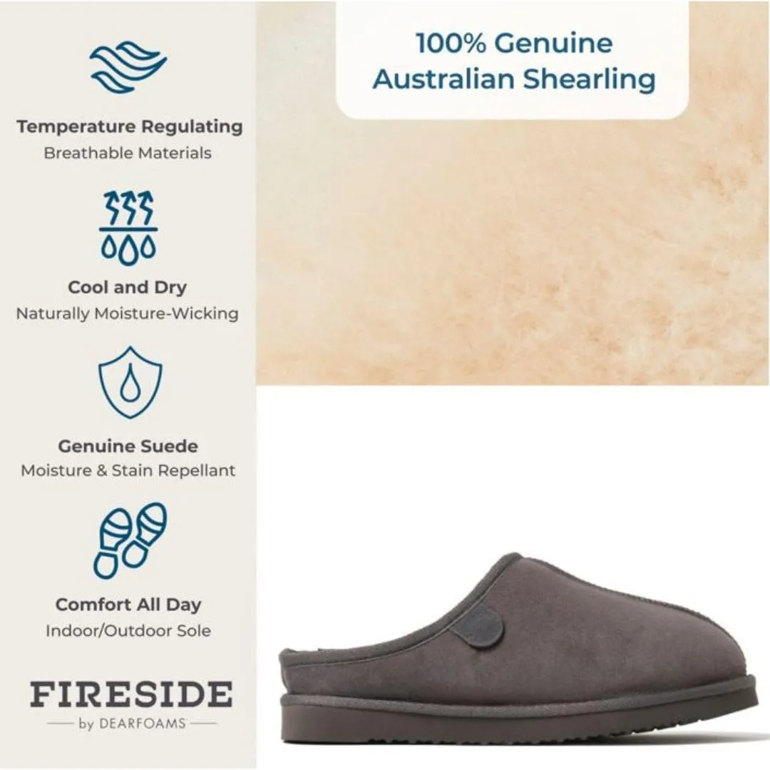 Fireside by Dearfoams Men's Grafton Genuine Shearling Indoor/Outdoor Clog