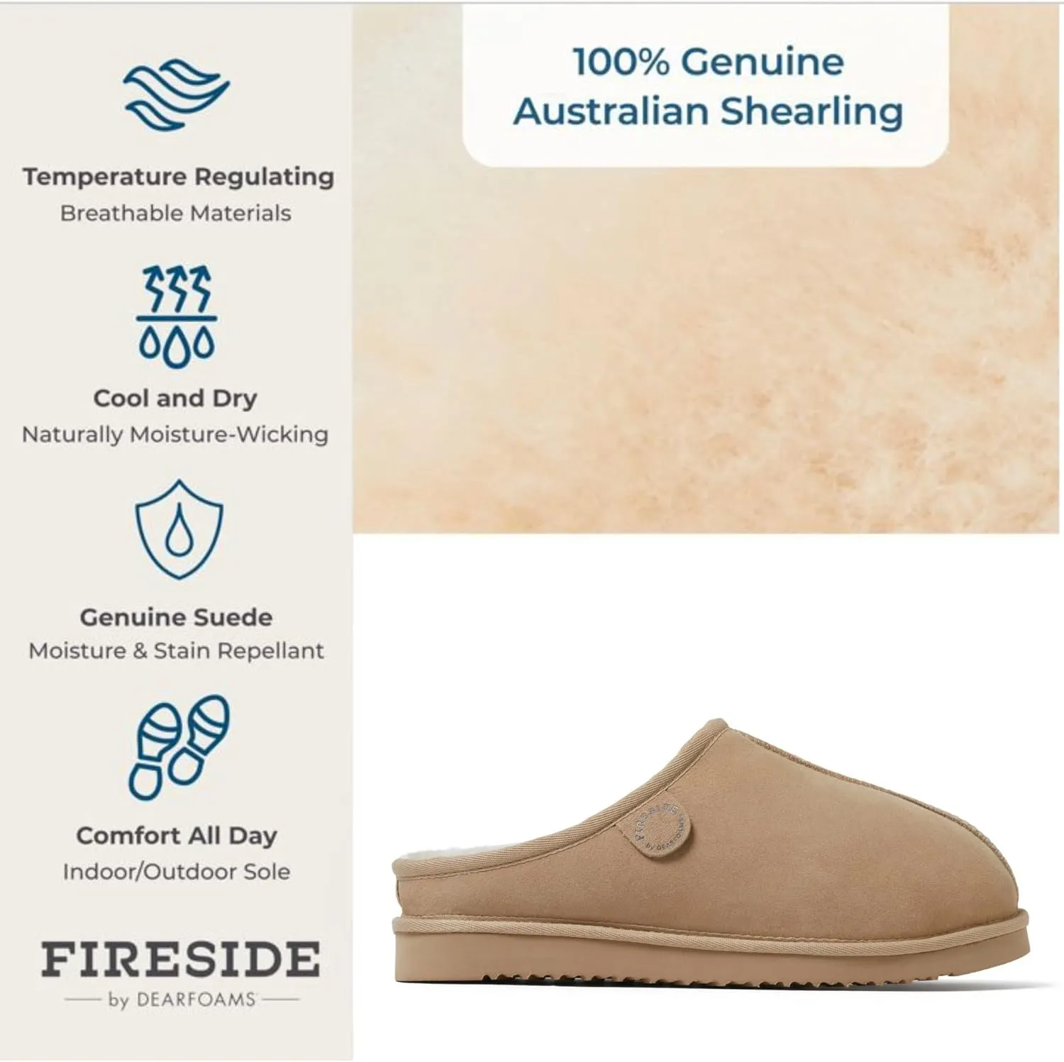 Fireside by Dearfoams Men's Grafton Genuine Shearling Indoor/Outdoor Clog