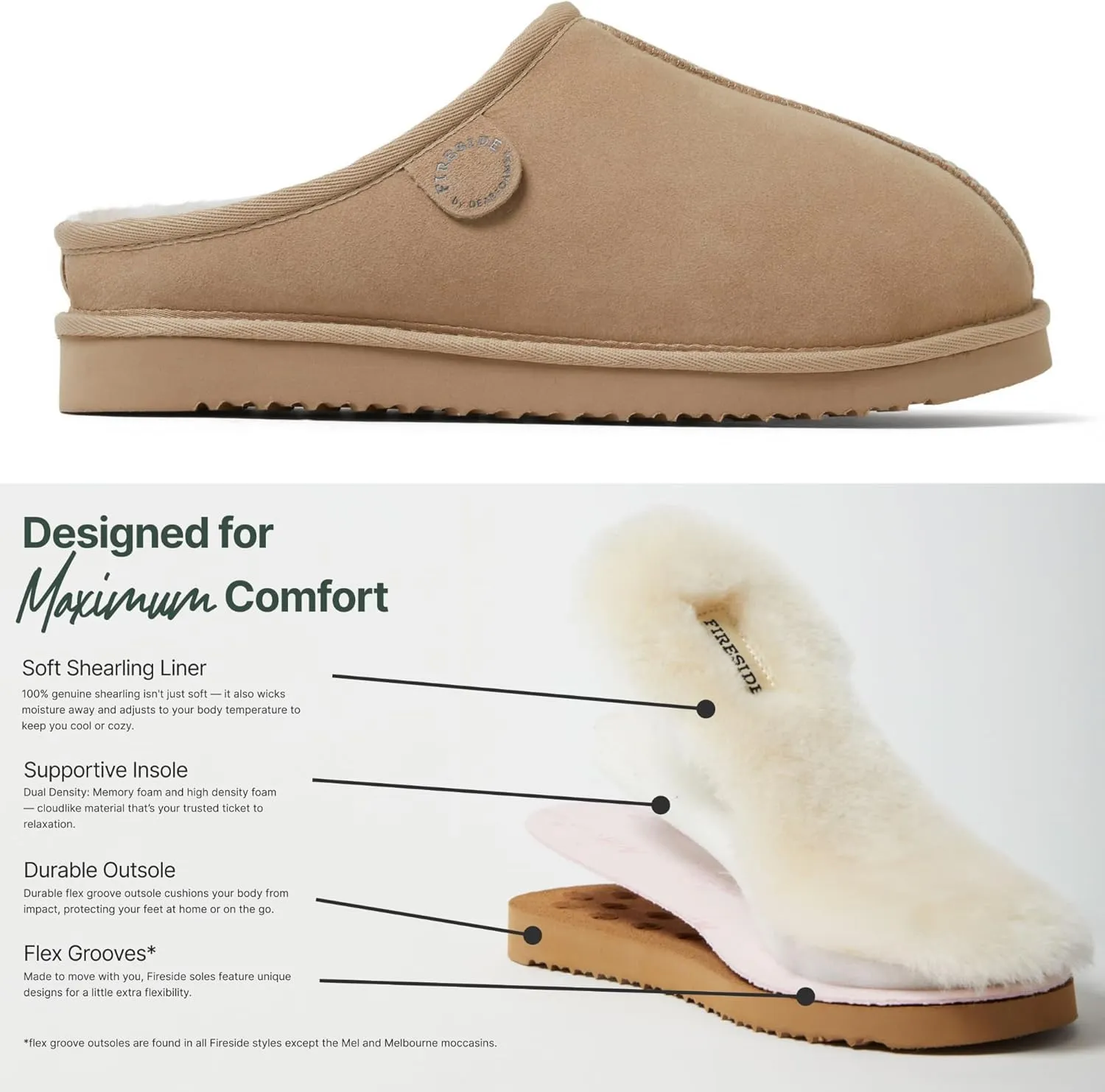 Fireside by Dearfoams Men's Grafton Genuine Shearling Indoor/Outdoor Clog