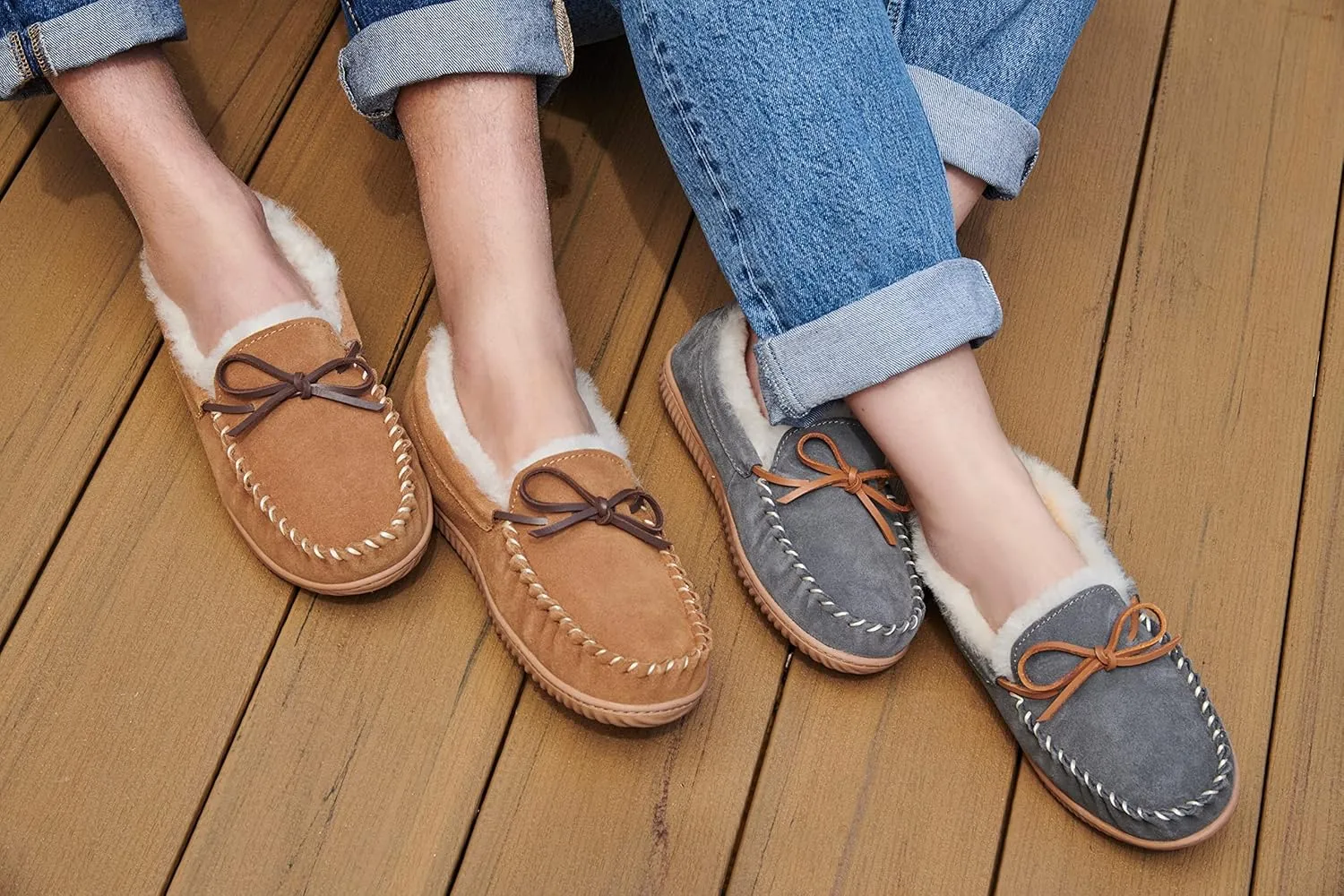 Fireside by Dearfoams Men's Nelson Bay Shearling Indoor/Outdoor Moccasin Slipper