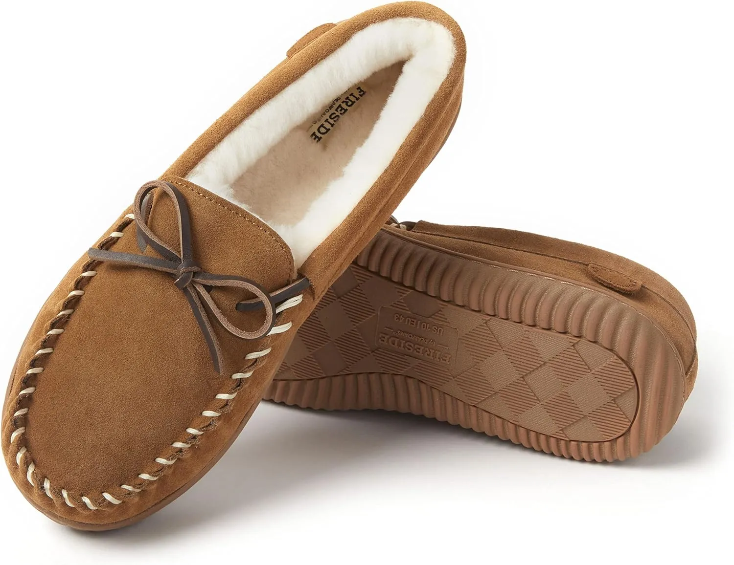 Fireside by Dearfoams Men's Nelson Bay Shearling Indoor/Outdoor Moccasin Slipper