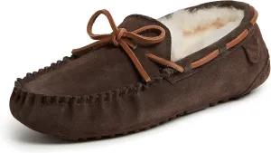 Fireside by Dearfoams Men's Victor Shearling Moccasin with Tie Slipper