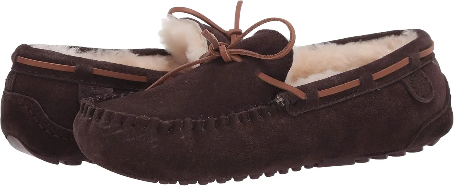 Fireside by Dearfoams Men's Victor Shearling Moccasin with Tie Slipper