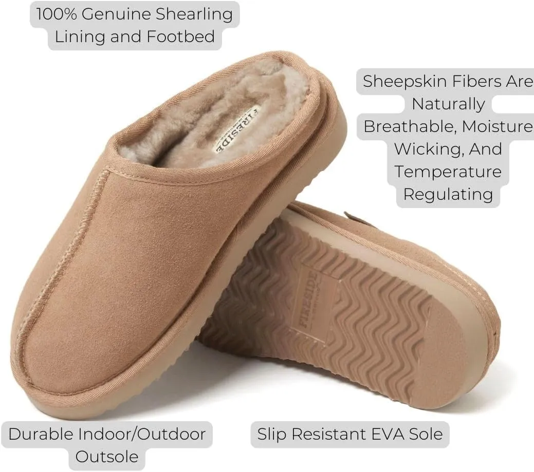 Fireside by Dearfoams Women's Greta Genuine Shearling Indoor Outdoor Clog