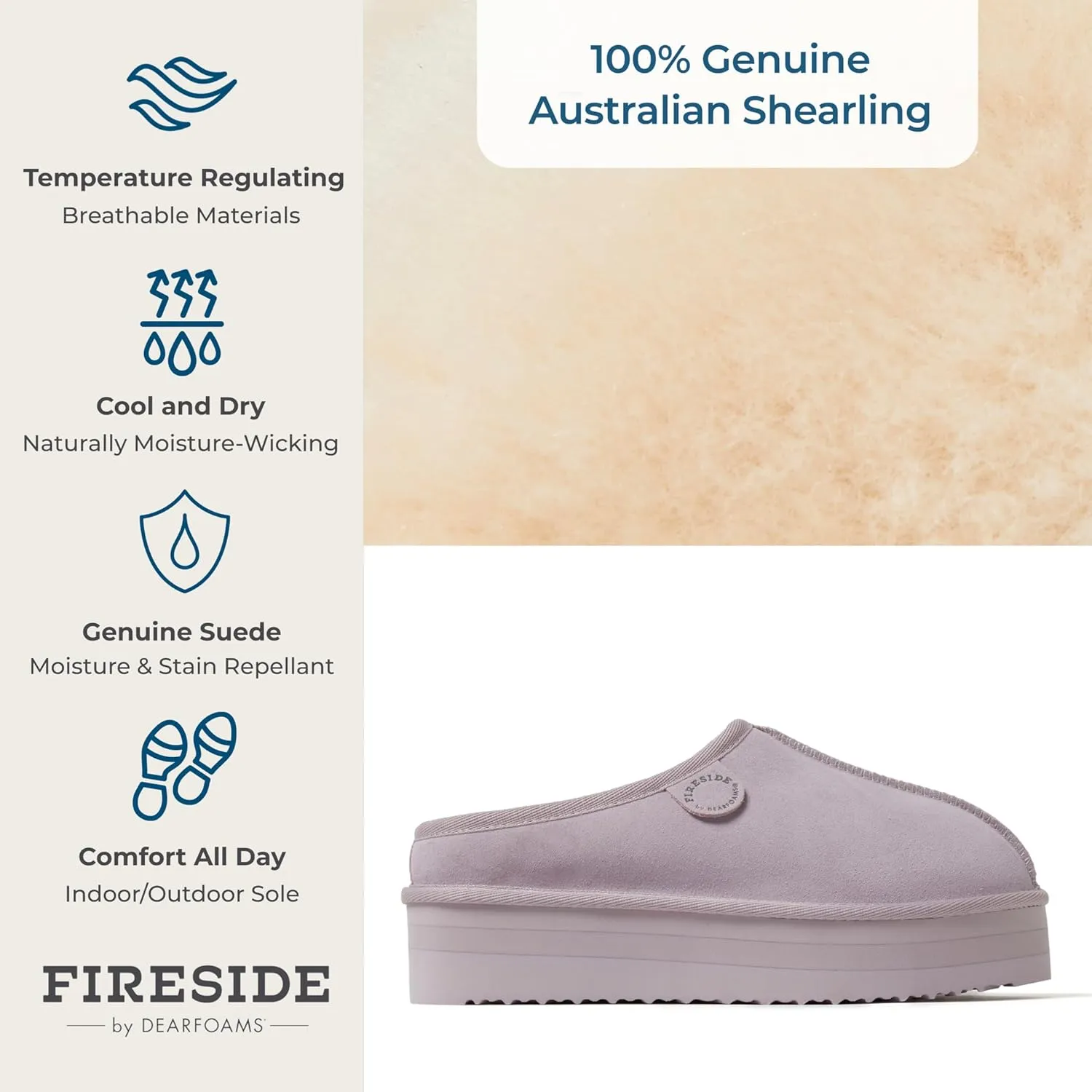 Fireside by Dearfoams Women's Greta Genuine Shearling Indoor Outdoor Clog