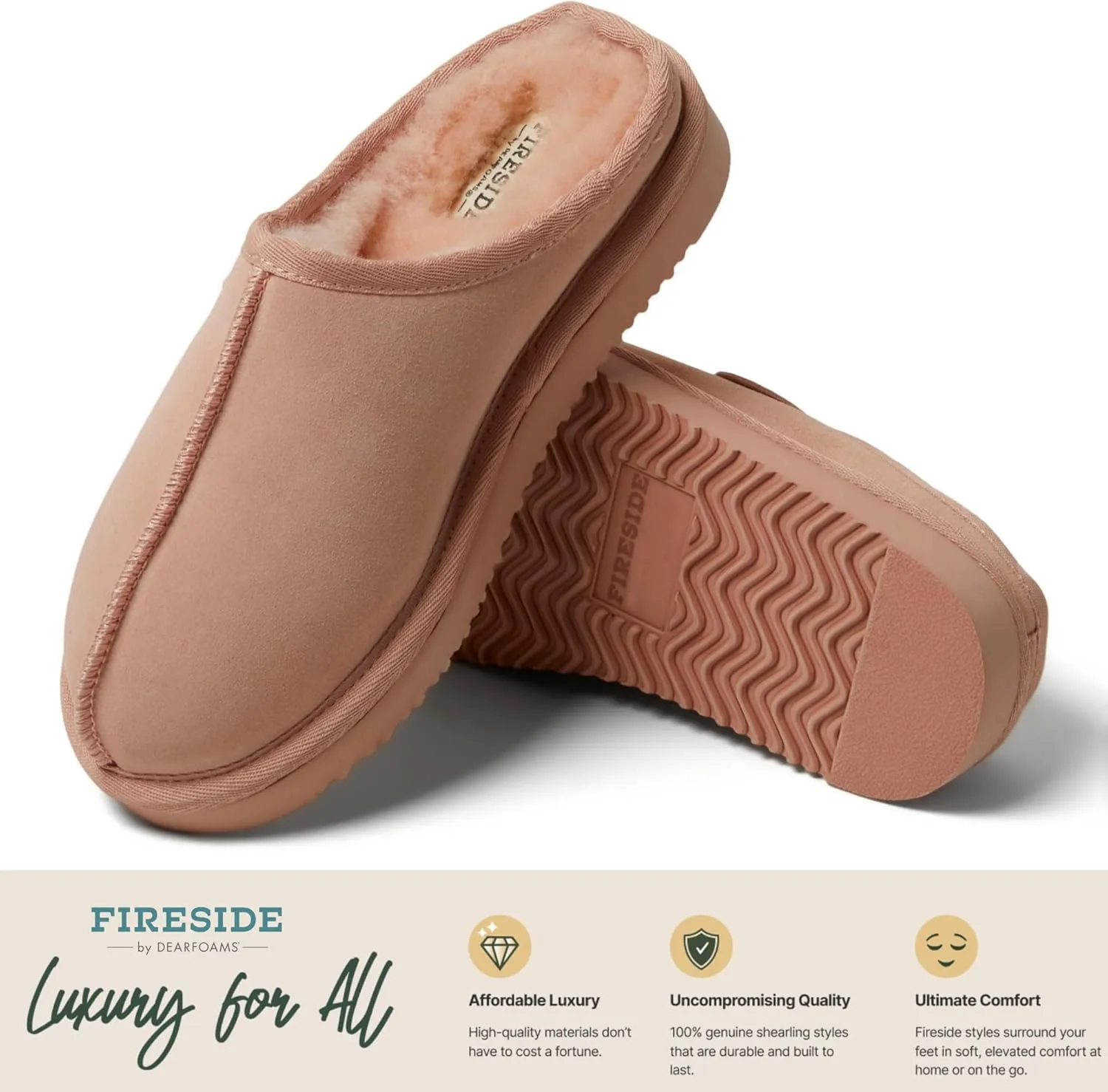 Fireside by Dearfoams Women's Greta Shearling Indoor Outdoor Clog Slipper