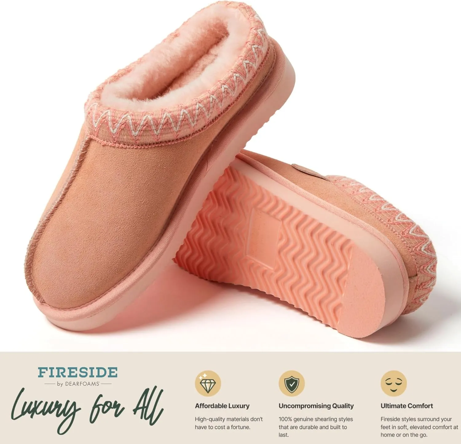 Fireside by Dearfoams Women's Greta Shearling Indoor Outdoor Clog Slipper
