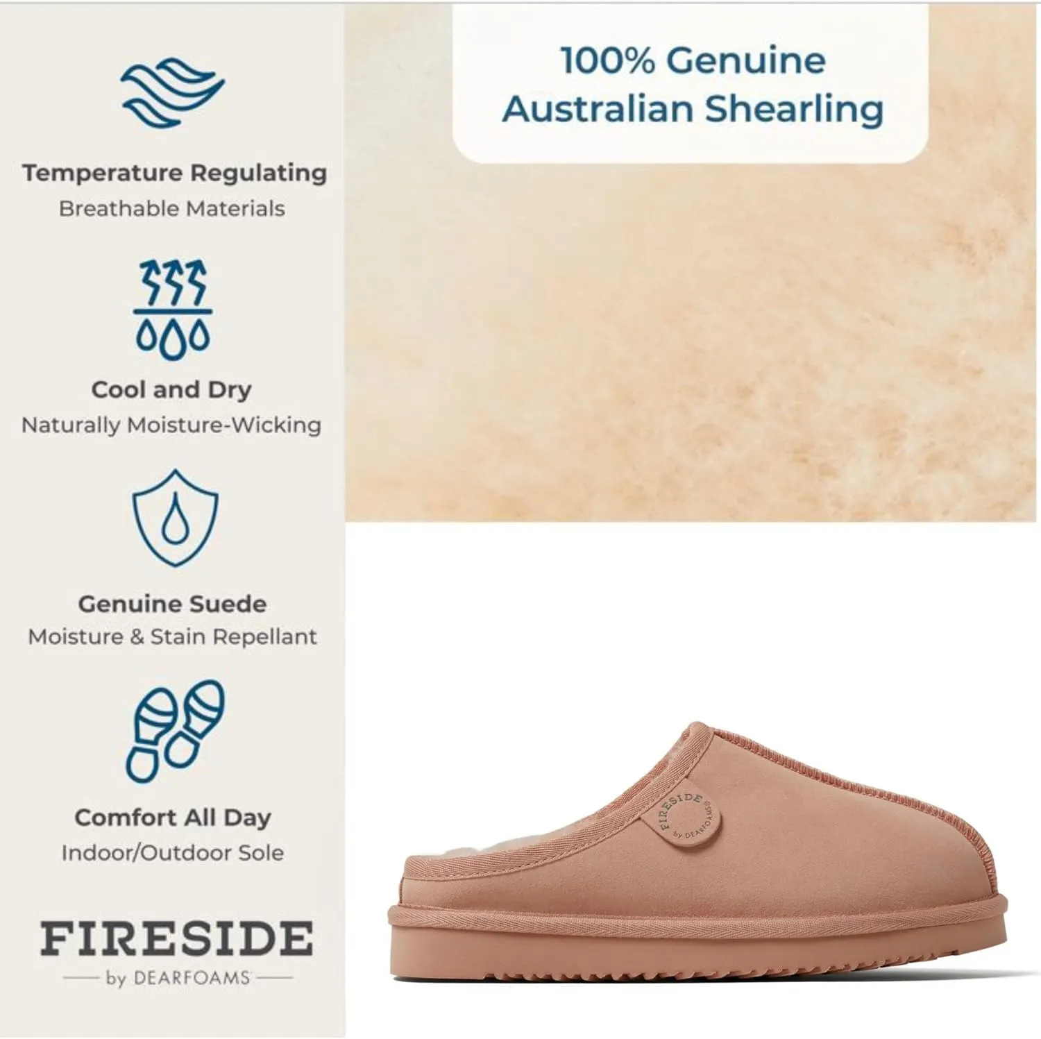 Fireside by Dearfoams Women's Greta Shearling Indoor Outdoor Clog Slipper