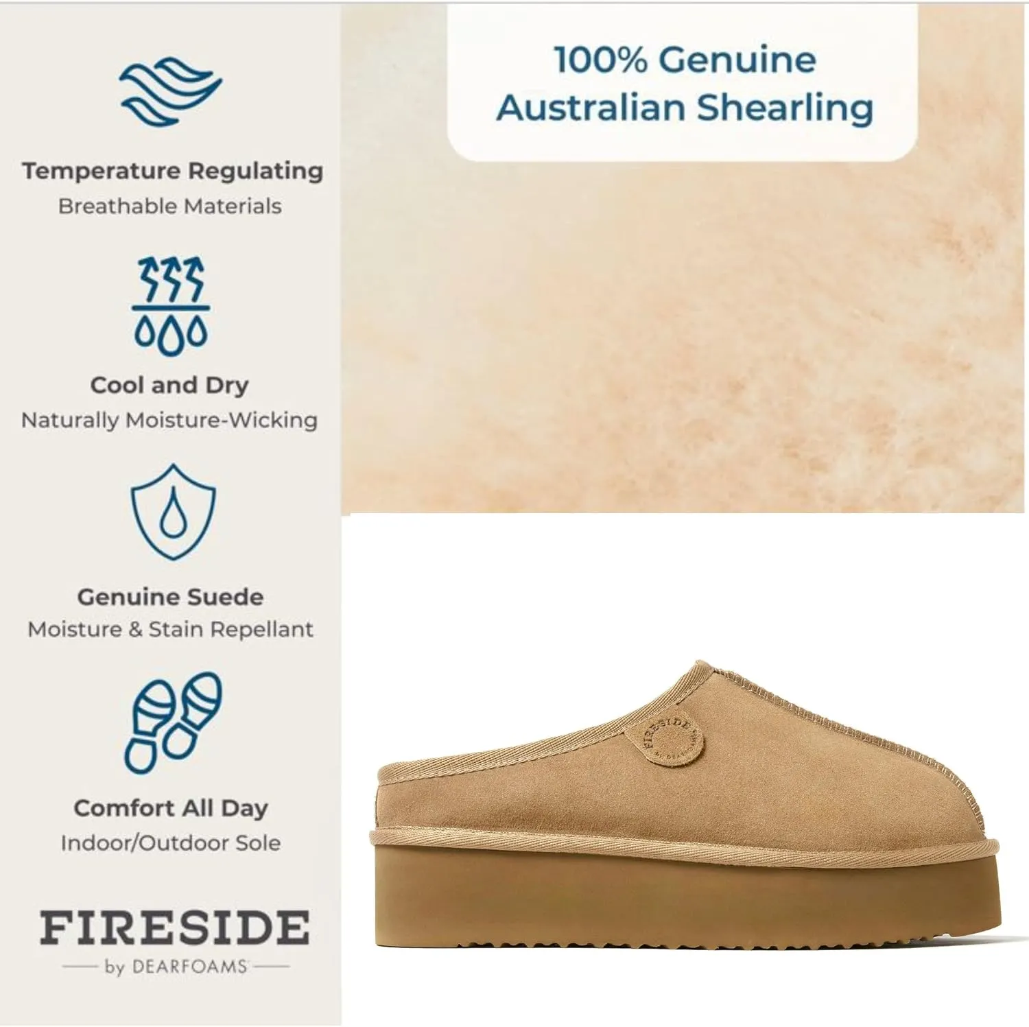 Fireside by Dearfoams Women's Greta Shearling Indoor Outdoor Clog Slipper