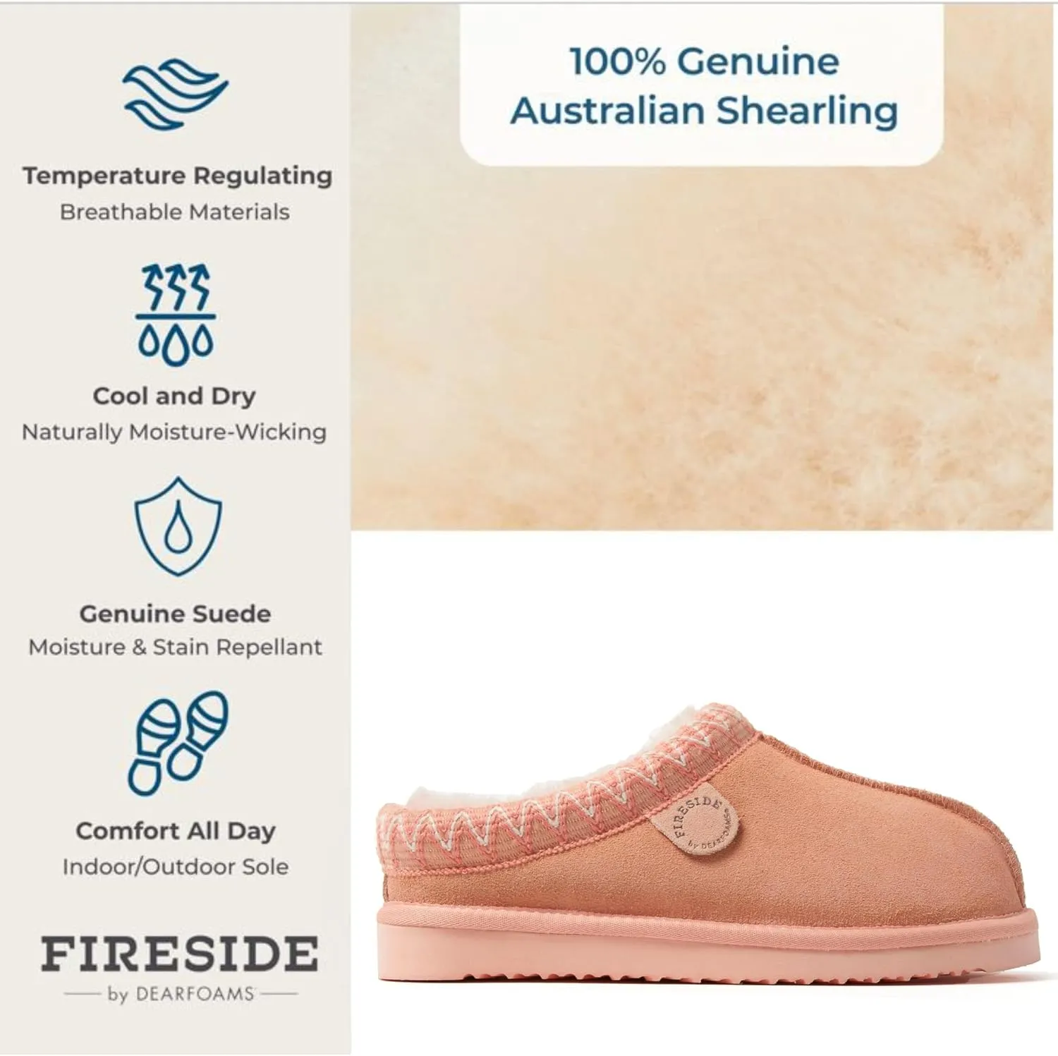 Fireside by Dearfoams Women's Greta Shearling Indoor Outdoor Clog Slipper