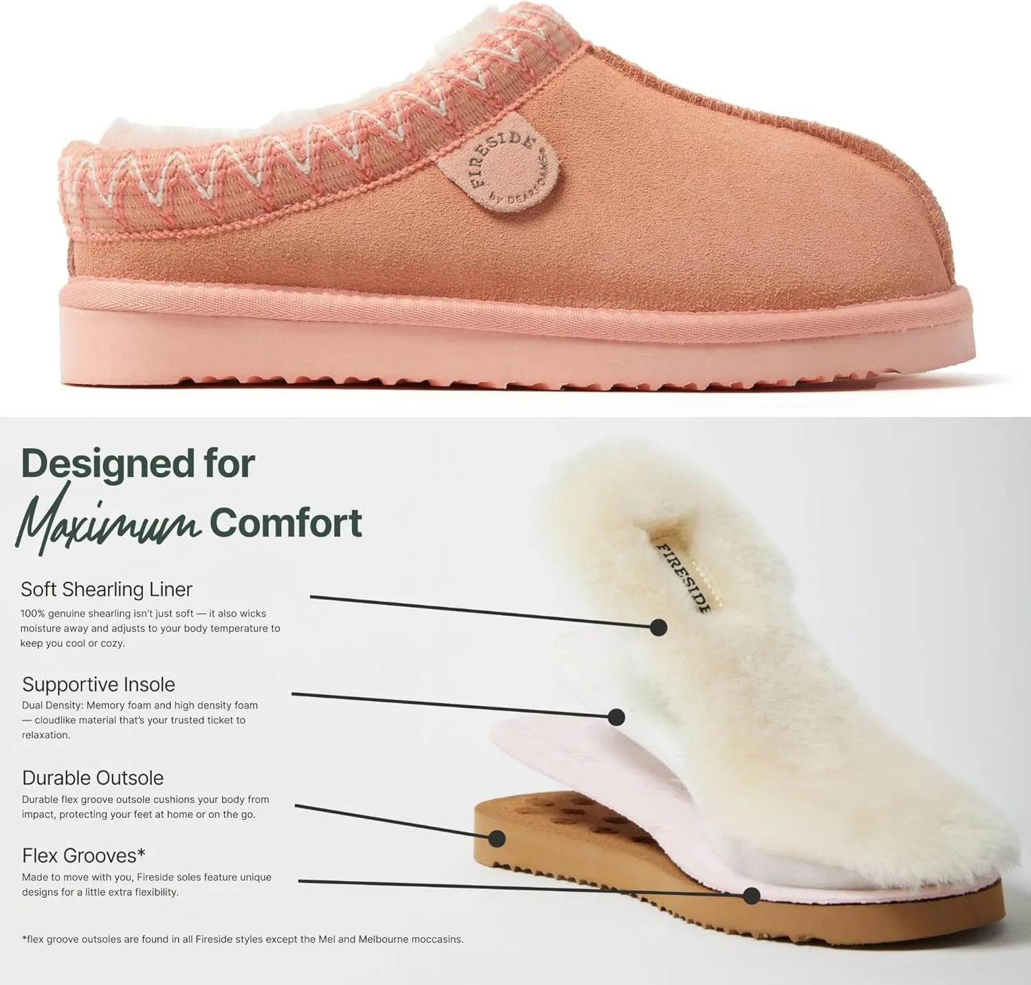 Fireside by Dearfoams Women's Greta Shearling Indoor Outdoor Clog Slipper