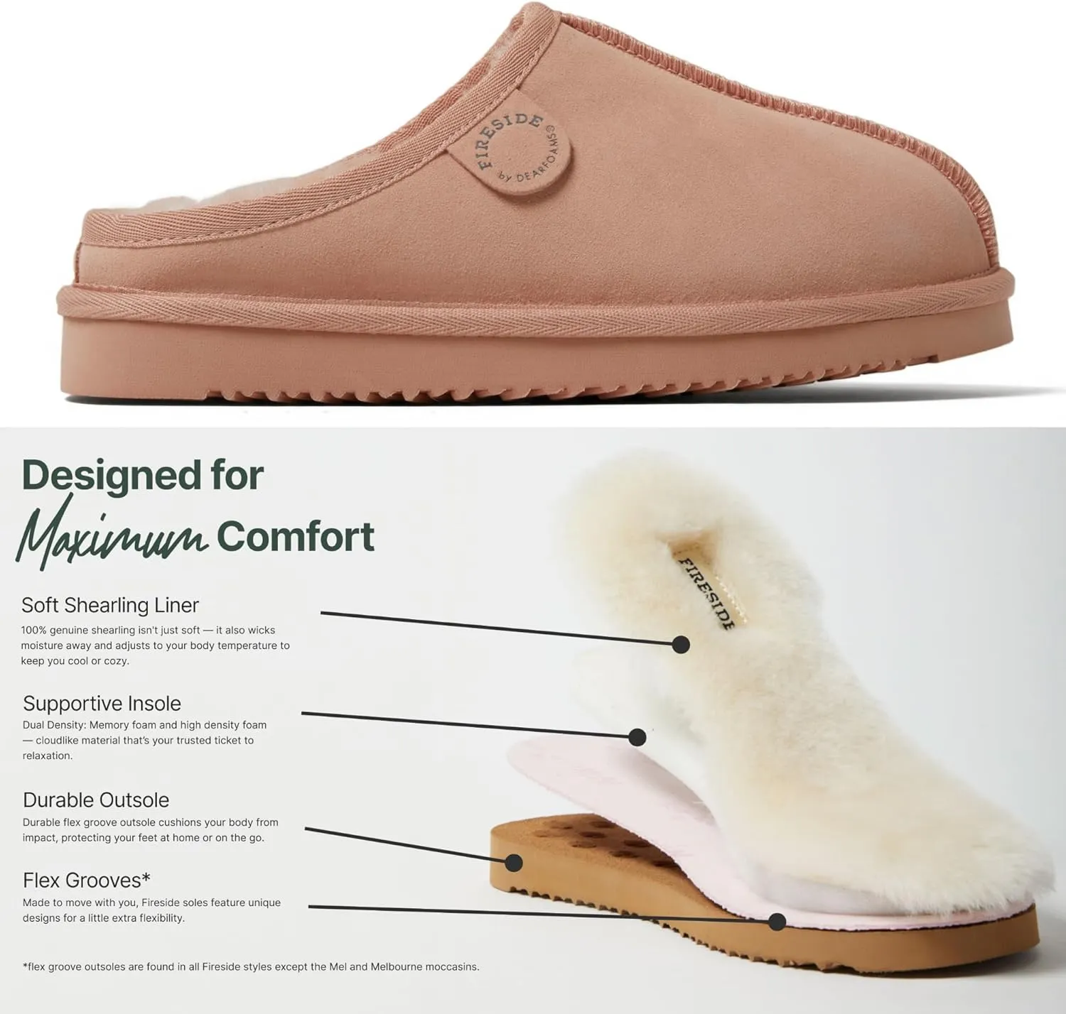 Fireside by Dearfoams Women's Greta Shearling Indoor Outdoor Clog Slipper