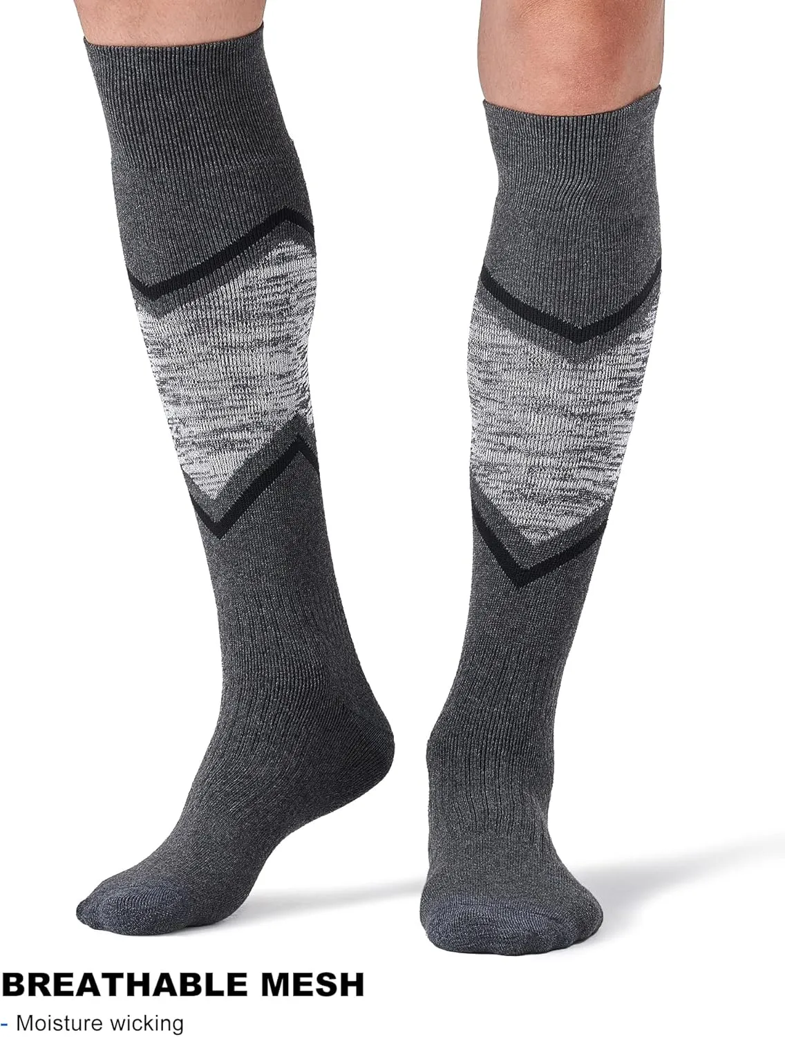 FITRELL 2/3 Pack Merino Wool Ski Socks for Snowboarding, Full Cushioned Winter Thermal Knee-high Warm Socks for Men and Women