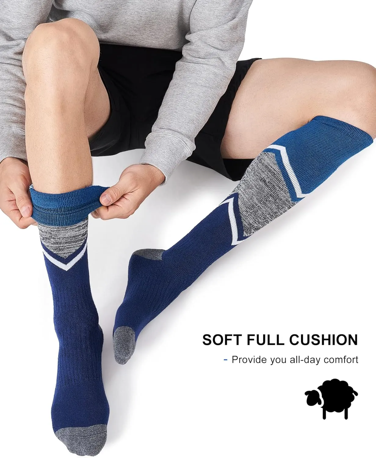 FITRELL 2/3 Pack Merino Wool Ski Socks for Snowboarding, Full Cushioned Winter Thermal Knee-high Warm Socks for Men and Women