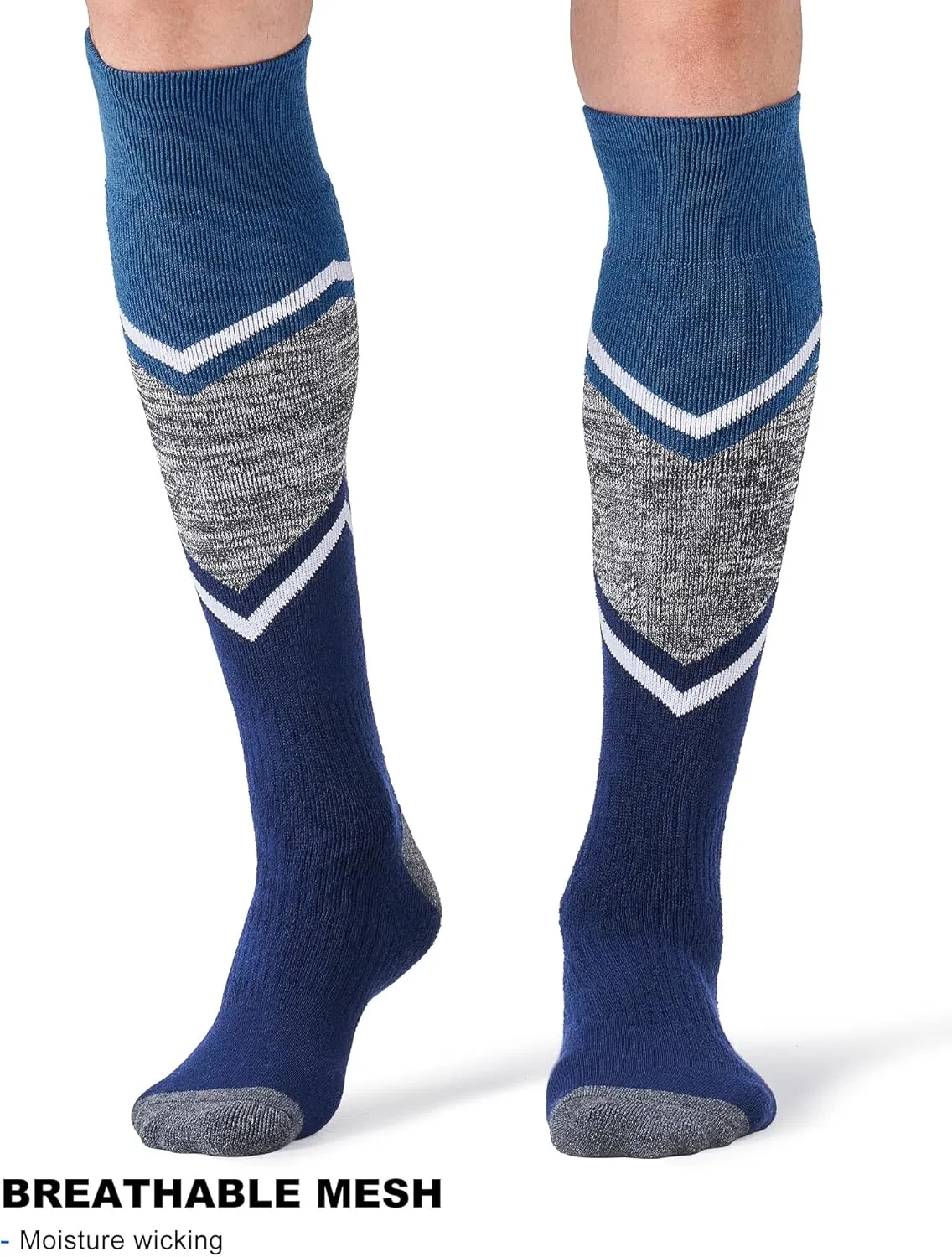 FITRELL 2/3 Pack Merino Wool Ski Socks for Snowboarding, Full Cushioned Winter Thermal Knee-high Warm Socks for Men and Women