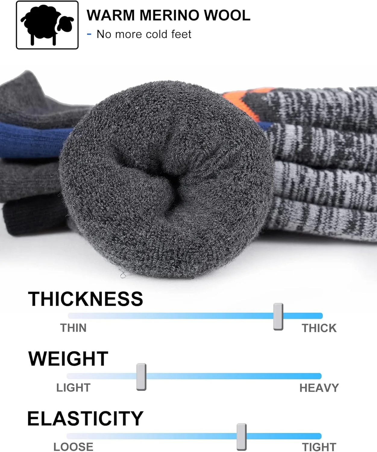 FITRELL 2/3 Pack Merino Wool Ski Socks for Snowboarding, Full Cushioned Winter Thermal Knee-high Warm Socks for Men and Women