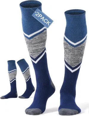 FITRELL 2/3 Pack Merino Wool Ski Socks for Snowboarding, Full Cushioned Winter Thermal Knee-high Warm Socks for Men and Women