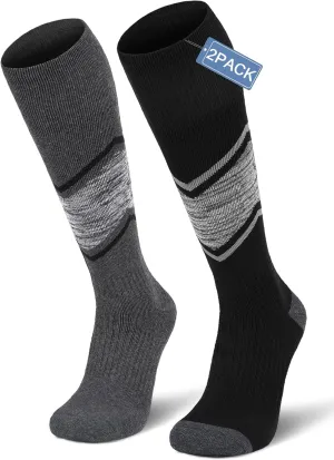 FITRELL 2/3 Pack Merino Wool Ski Socks for Snowboarding, Full Cushioned Winter Thermal Knee-high Warm Socks for Men and Women