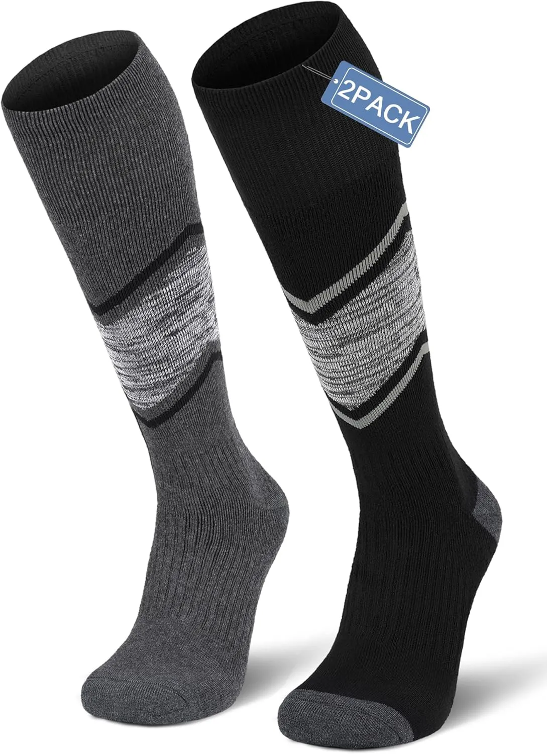 FITRELL 2/3 Pack Merino Wool Ski Socks for Snowboarding, Full Cushioned Winter Thermal Knee-high Warm Socks for Men and Women