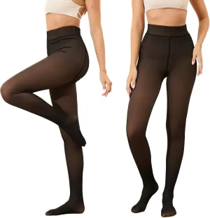 Fleece Lined Tights Women Fake Translucent Warm Tights