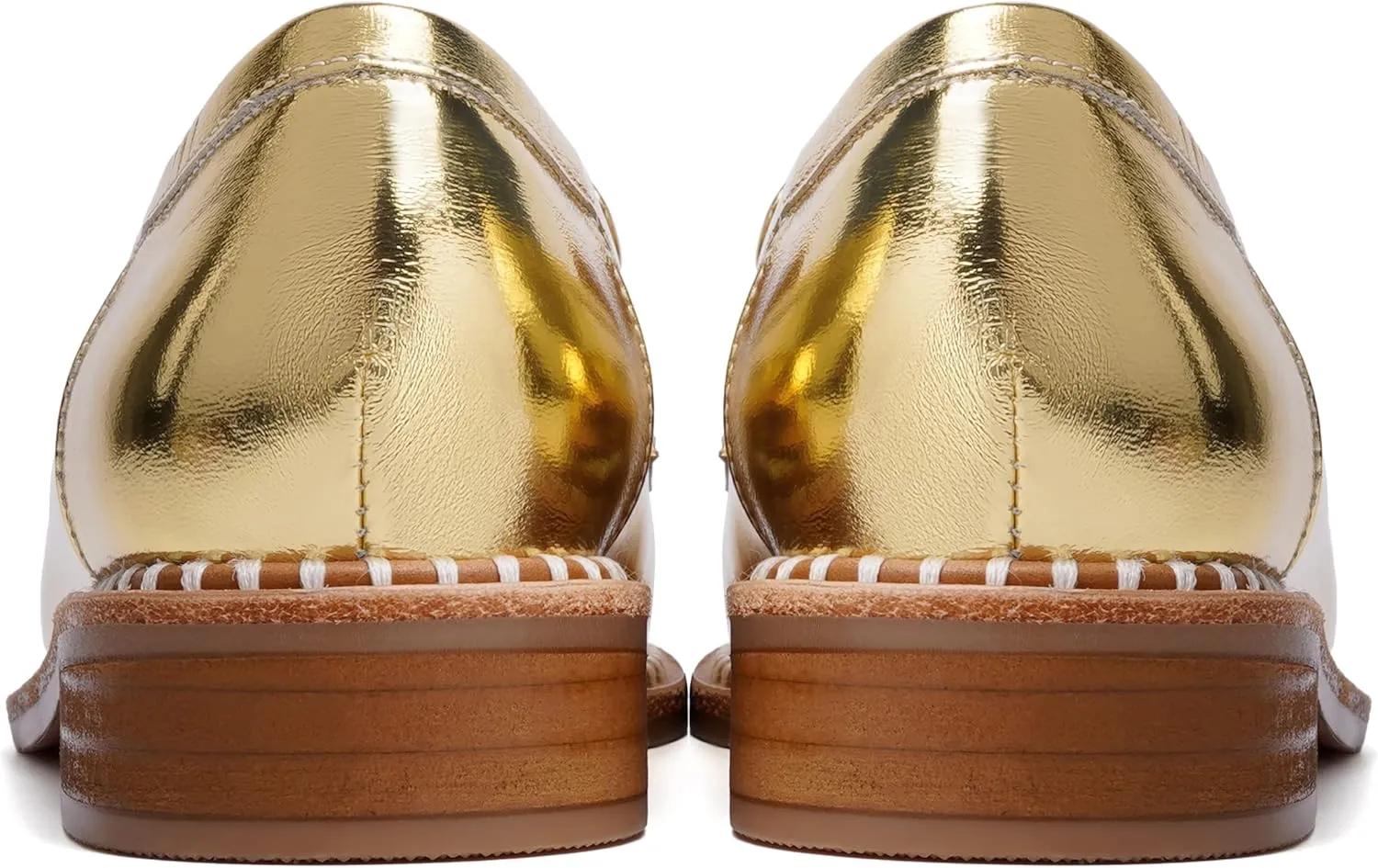 FOGEENA Womens Penny Matte Leather Casual Slip On Round Toe Work Chunky Low Heel Loafers Dress Shoes 1 Inch