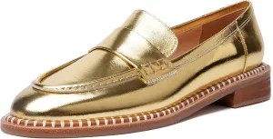 FOGEENA Womens Penny Matte Leather Casual Slip On Round Toe Work Chunky Low Heel Loafers Dress Shoes 1 Inch
