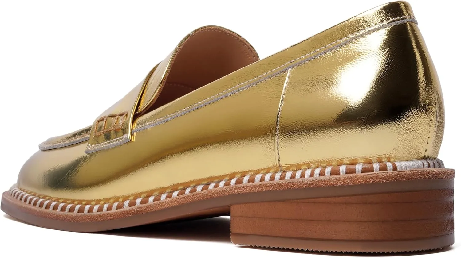 FOGEENA Womens Penny Matte Leather Casual Slip On Round Toe Work Chunky Low Heel Loafers Dress Shoes 1 Inch