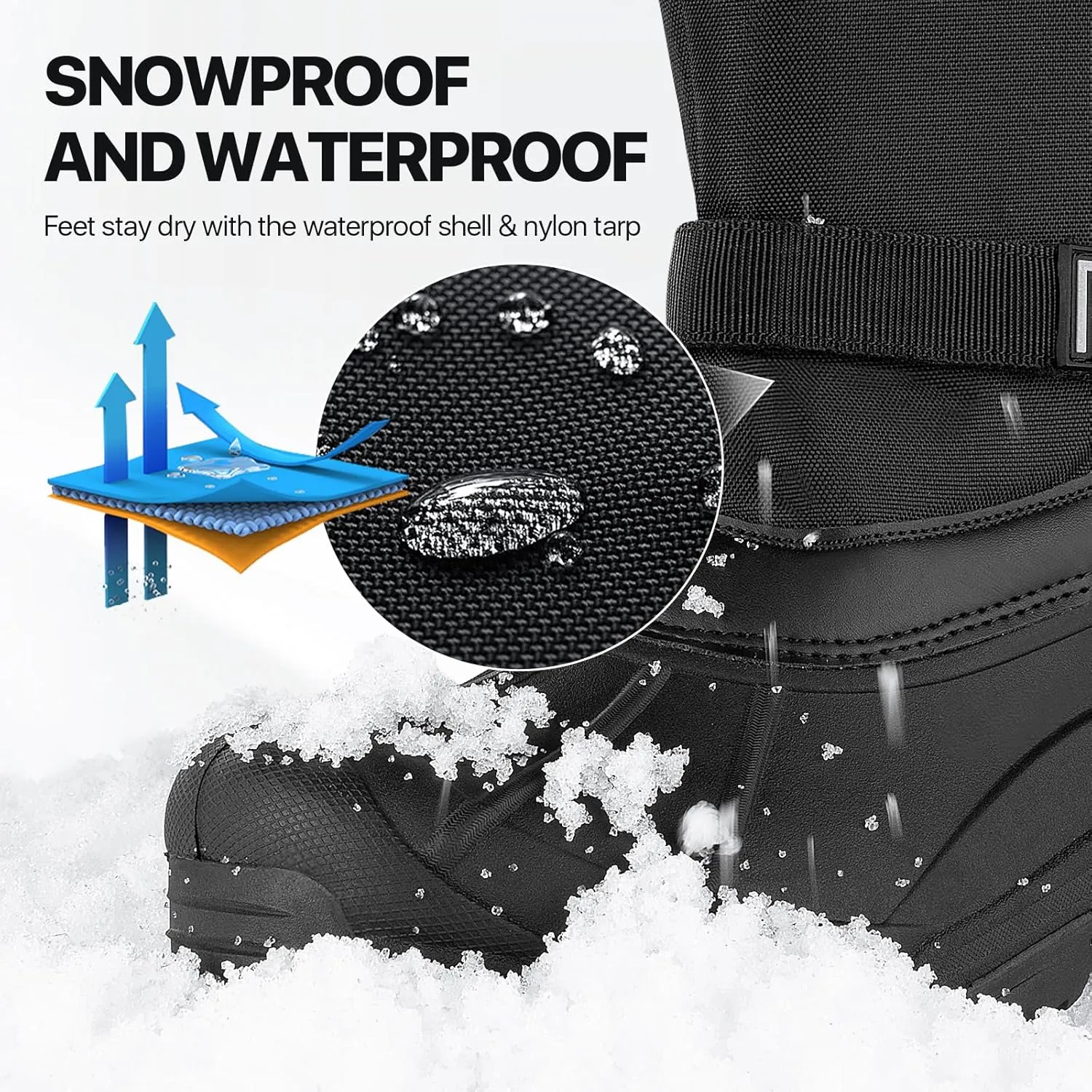 FREE SOLDIER Mens Snow Boots Insulated Waterproof Hiking Winter Shoes Nonslip Outdoor Ankle Cold Weather Boots