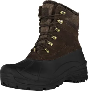 FREE SOLDIER Mens Snow Boots Warm Fleece Lining Winter Ski Shoes Waterproof Insulated Booties(Brown,13)