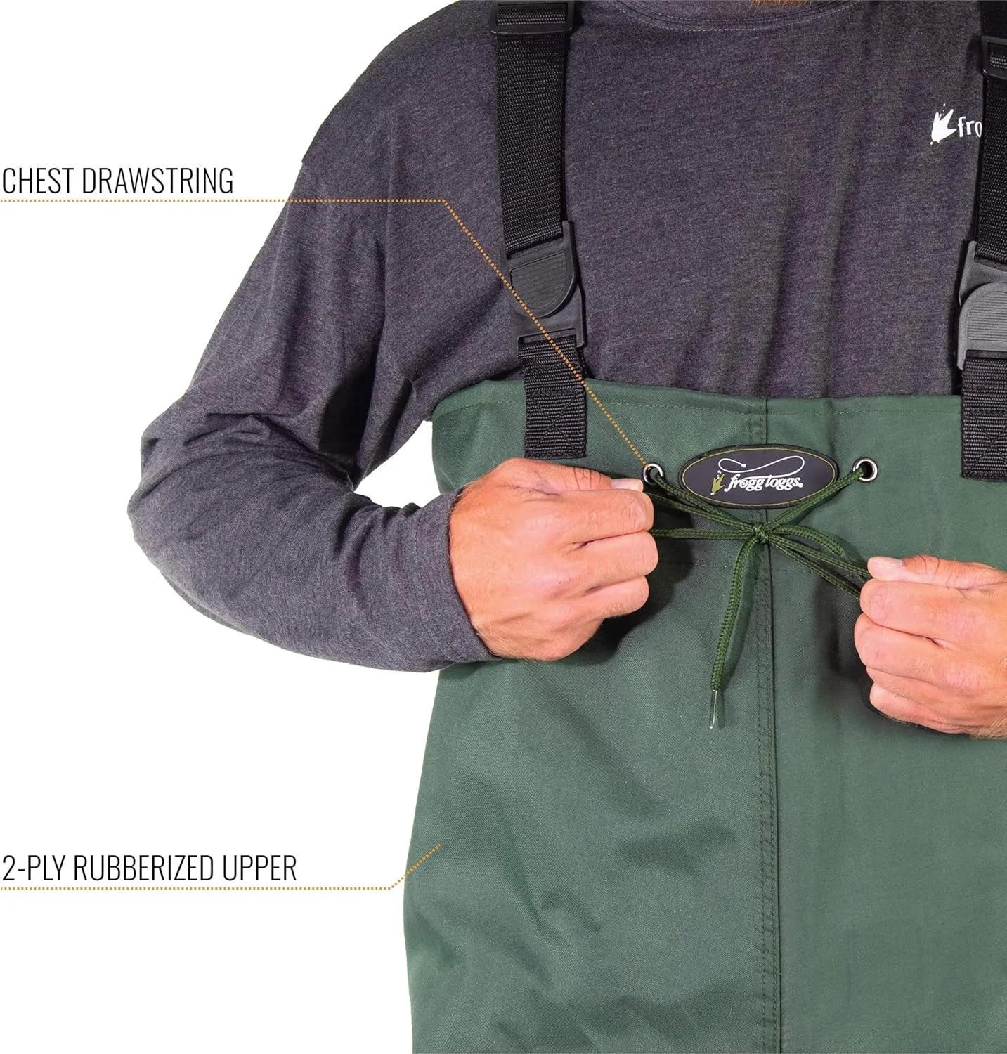 FROGG TOGGS Cascades 2-ply Poly/Rubber Waterproof Fishing Bootfoot Chest Wader for Fishing