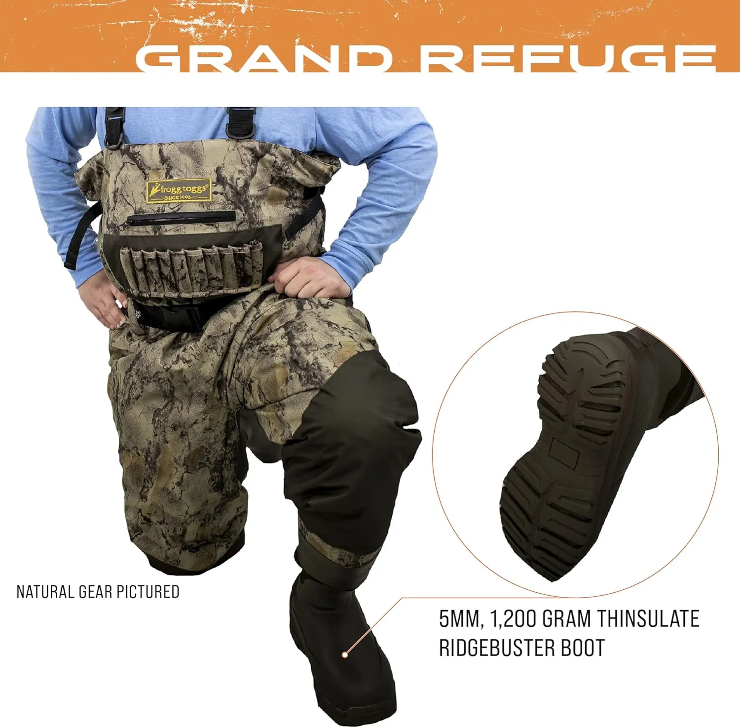 FROGG TOGGS Men's Grand Refuge 3.0 Waterproof Bootfoot Wader for Hunting with Removable Insulation Liner